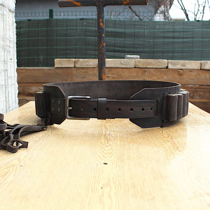 brown leather cartridge belt buckle