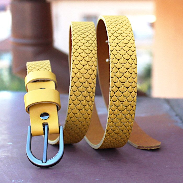 Yellow Women's Leather Belt Close