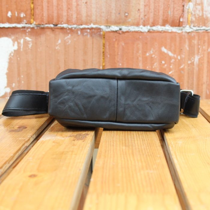 Crushed Leather Messenger Bag Bottom
