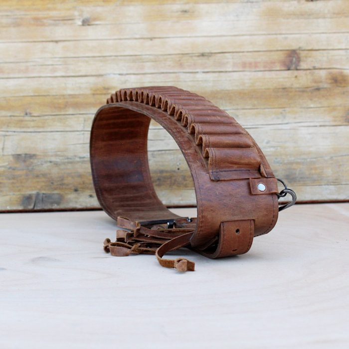 Handmade Crazy Horse Leather Cartridge Belt 12GA, 16GA & 20GA Shells down