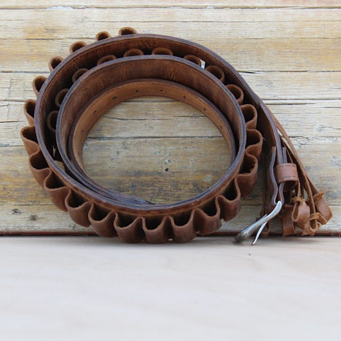 Handmade Crazy Horse Leather Cartridge Belt 12GA, 16GA & 20GA Shells side