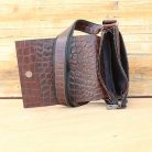 Burgundy & Black Croc-Embossed Leather Shoulder Bag & Wallet Set 2