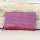 Handcrafted Dark Red Leather Clutch Wallet