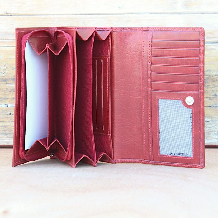 Handcrafted Dark Red Leather Clutch Wallet 2