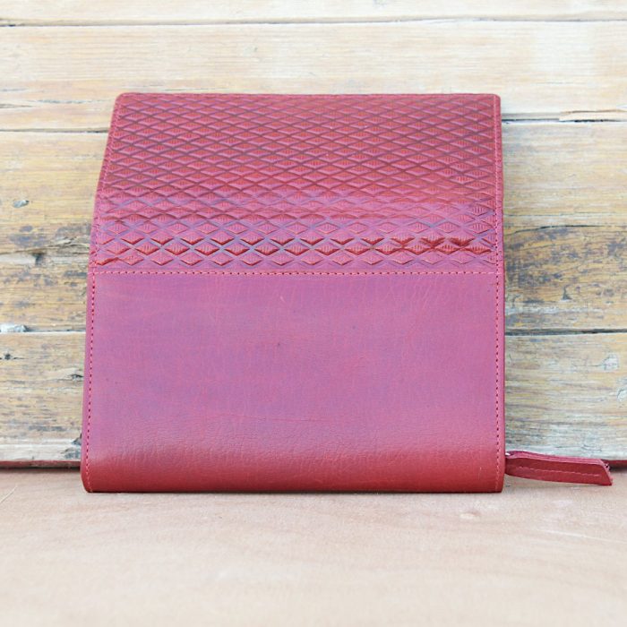 Handcrafted Dark Red Leather Clutch Wallet 3