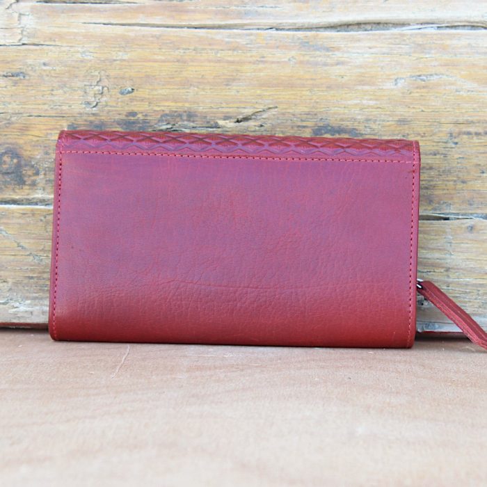 Handcrafted Dark Red Leather Clutch Wallet 5