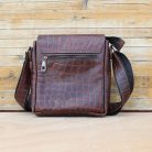 Handmade Burgundy Black Croc Embossed Leather Shoulder Bag for Men 2