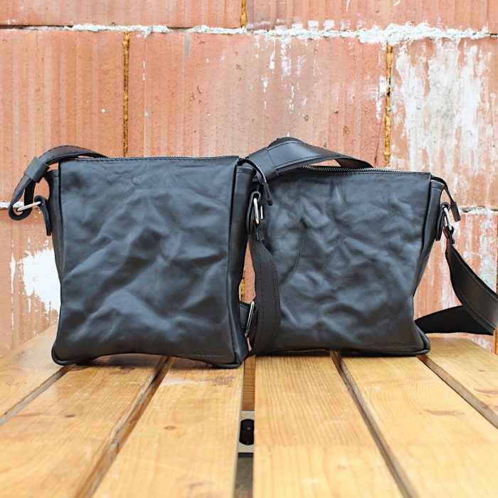Handmade Full-Grain Leather Crushed Effect Shoulder Bag Set