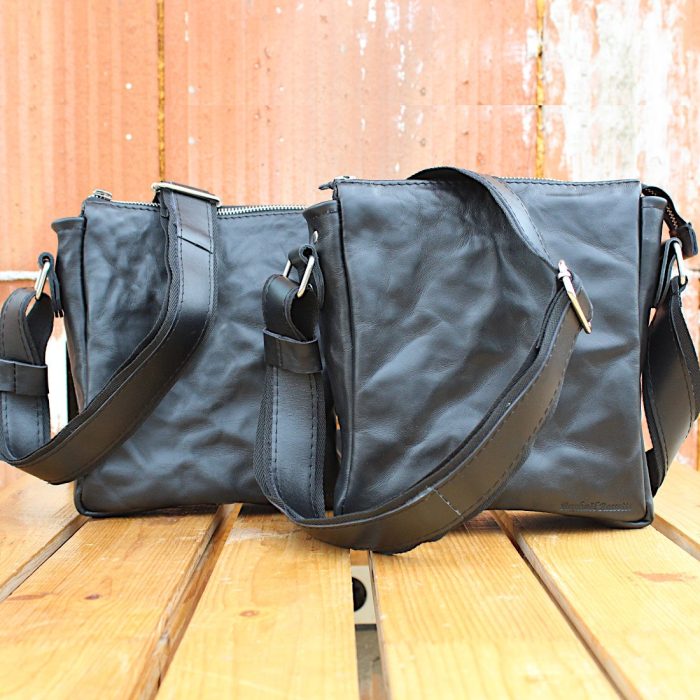 Handmade Full-Grain Leather Crushed Effect Shoulder Bag Set 4