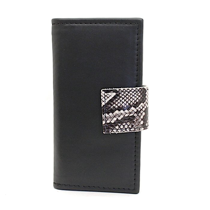 Black & Python Leather Notebook Wallet