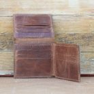Vintage Brown Leather Trifold Wallet – Handmade Crazy Horse 1