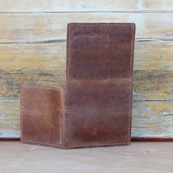 Vintage Brown Leather Trifold Wallet – Handmade Crazy Horse 2