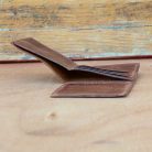 Vintage Brown Leather Trifold Wallet – Handmade Crazy Horse 3