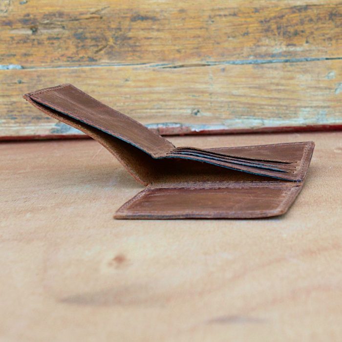 Vintage Brown Leather Trifold Wallet – Handmade Crazy Horse 3