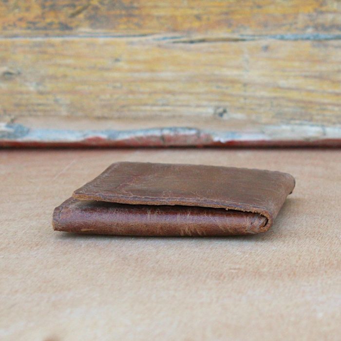 Vintage Brown Leather Trifold Wallet – Handmade Crazy Horse 4
