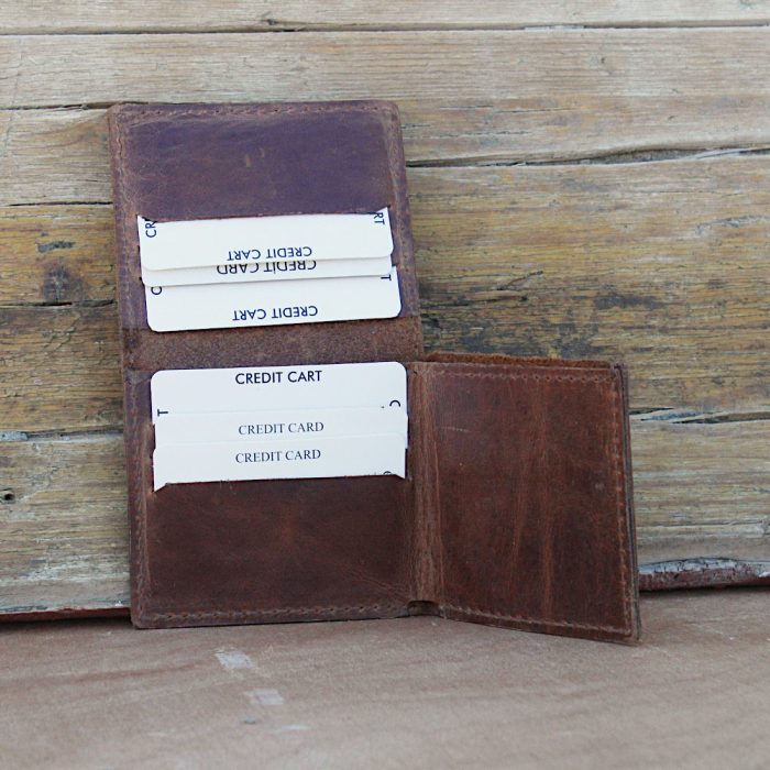 Vintage Brown Leather Trifold Wallet – Handmade Crazy Horse 5