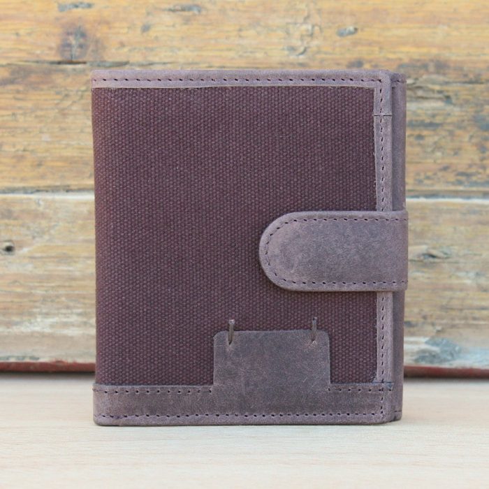 Vintage Tan Leather & Waxed Cotton Wallet