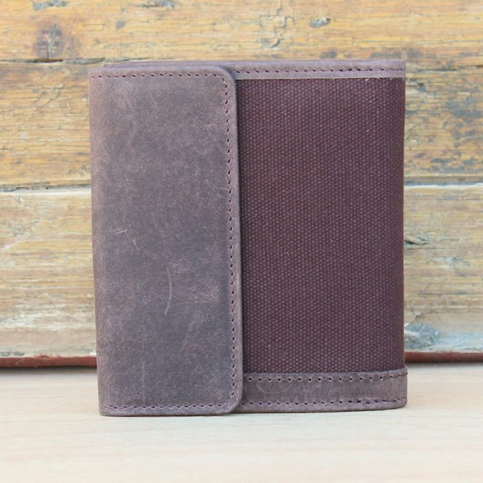 Vintage Tan Leather & Waxed Cotton Wallet 1