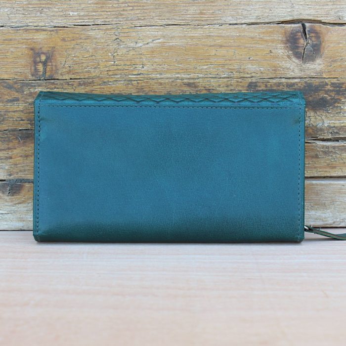 Dark Green Leather Clutch Wallet 1