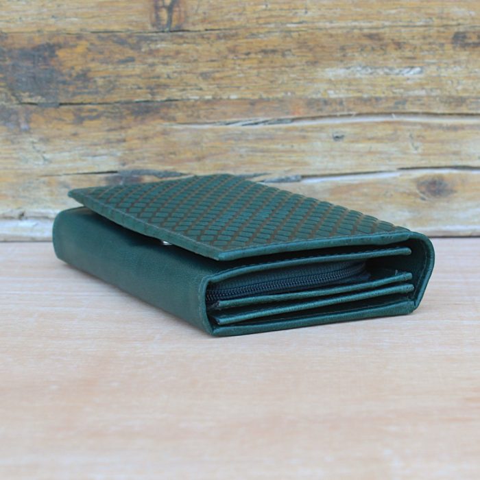 Dark Green Leather Clutch Wallet 2