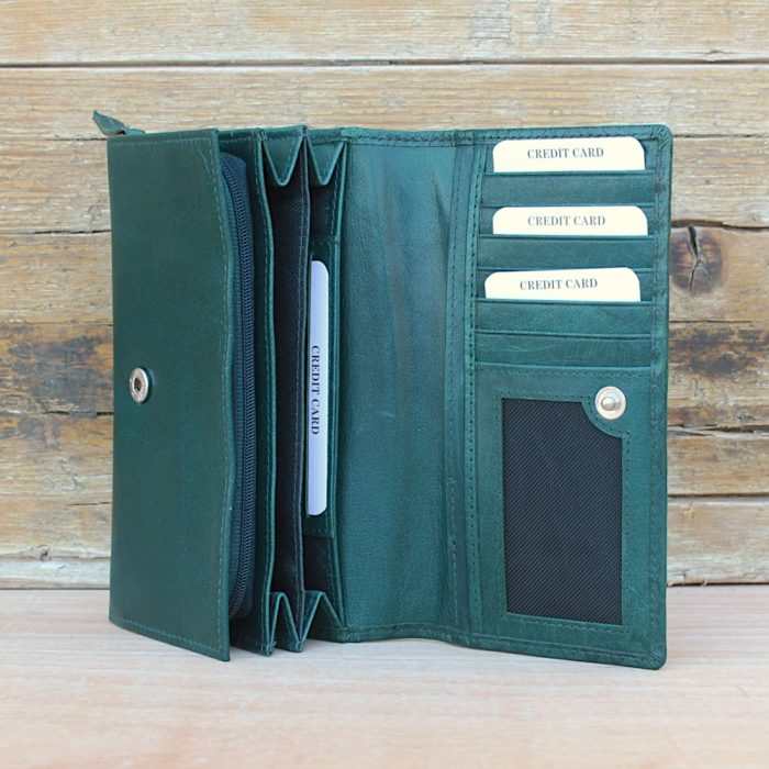 Dark Green Leather Clutch Wallet 3