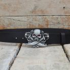 Biker Leather Belt Skull & Swords 3