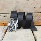 Biker Leather Belt Skull & Swords 4