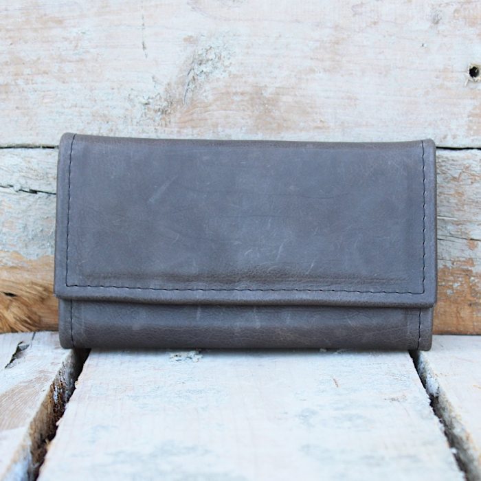 Gray Handmade Women’s Leather Wallet
