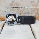Leather Belt with Horseshoe & Horse Head Buckle 1