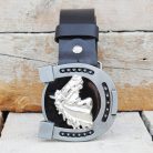 Leather Belt with Horseshoe & Horse Head Buckle