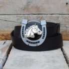 Leather Belt with Horseshoe & Horse Head Buckle 2