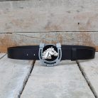 Leather Belt with Horseshoe & Horse Head Buckle 3