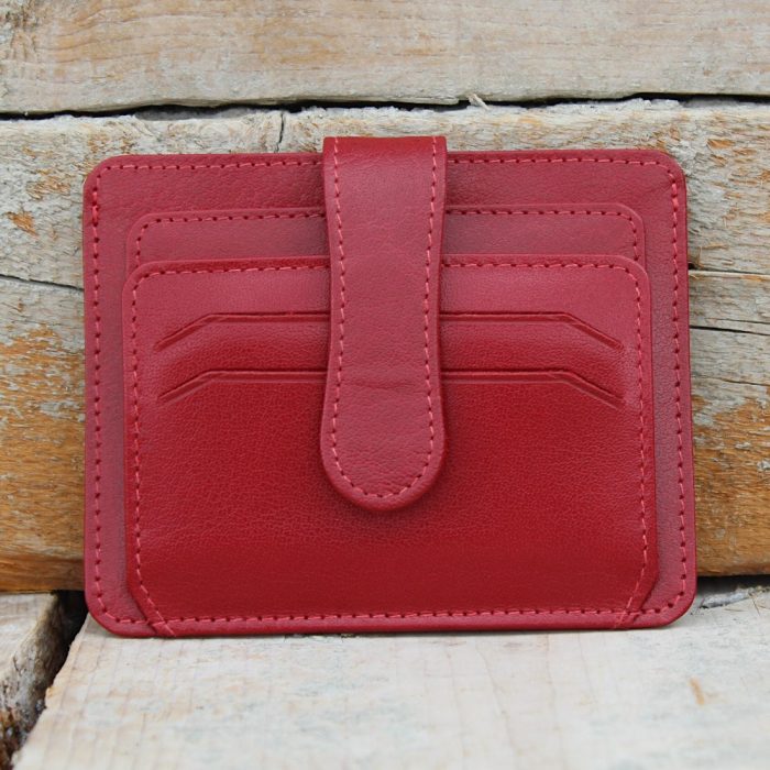 Red Leather Card Holder for Men & Women