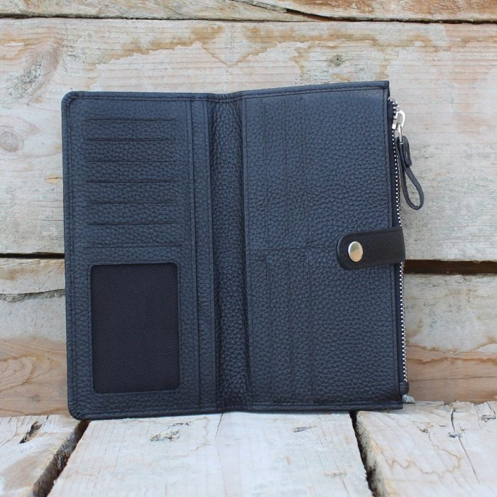 Black Breast Pocket Leather Wallet 2