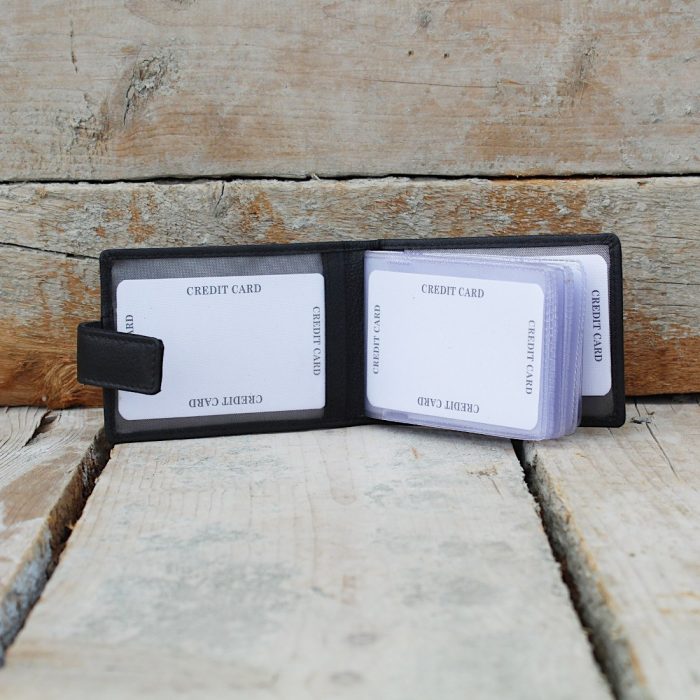 Black Credit Card Holder with Plastic Sleeves