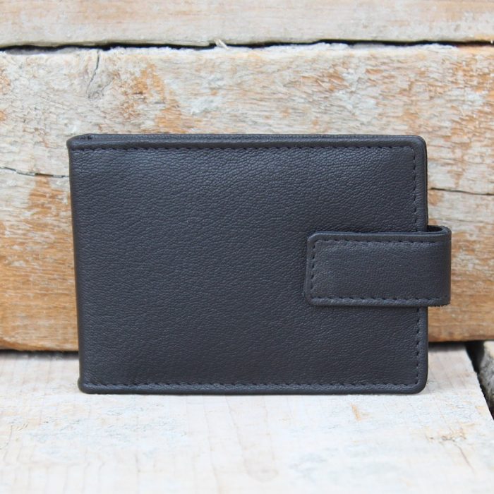Black Credit Card Holder with Plastic Sleeves