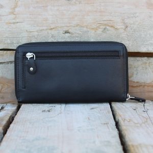 Black Women’s Leather Wallet with Zipper All Around 1
