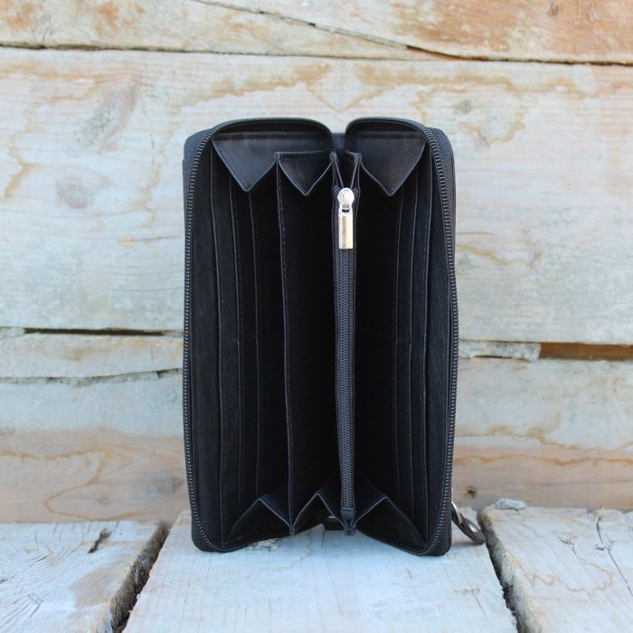 Black Women’s Leather Wallet with Zipper All Around 3