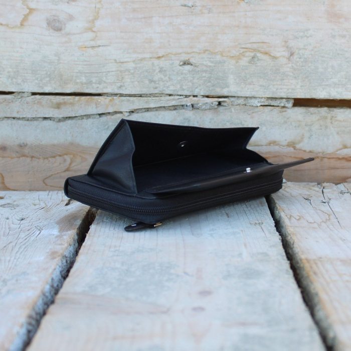 Black Women’s Leather Wallet with Zipper All Around 5