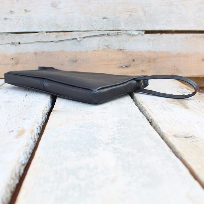 Men's Black Leather Wristlet Clutch 4