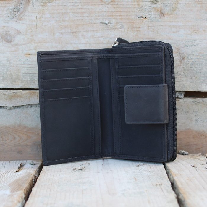 Matte Black Women's Leather Wallet 2