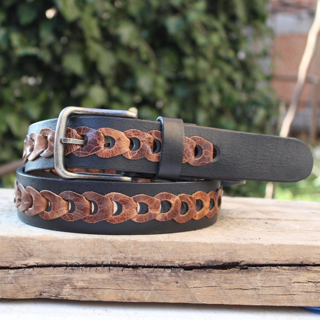 personalized leather belt black/brown