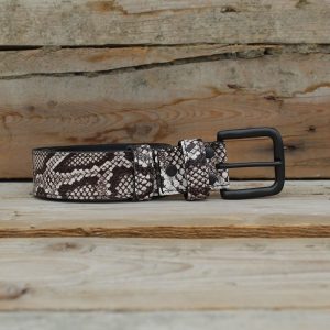 Python Print Leather Belt – Black & White