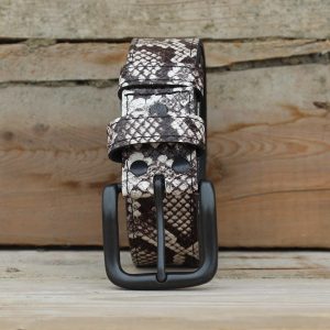 Python Print Leather Belt – Black & White