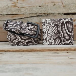 Python Print Leather Wallet & Belt Matching Set