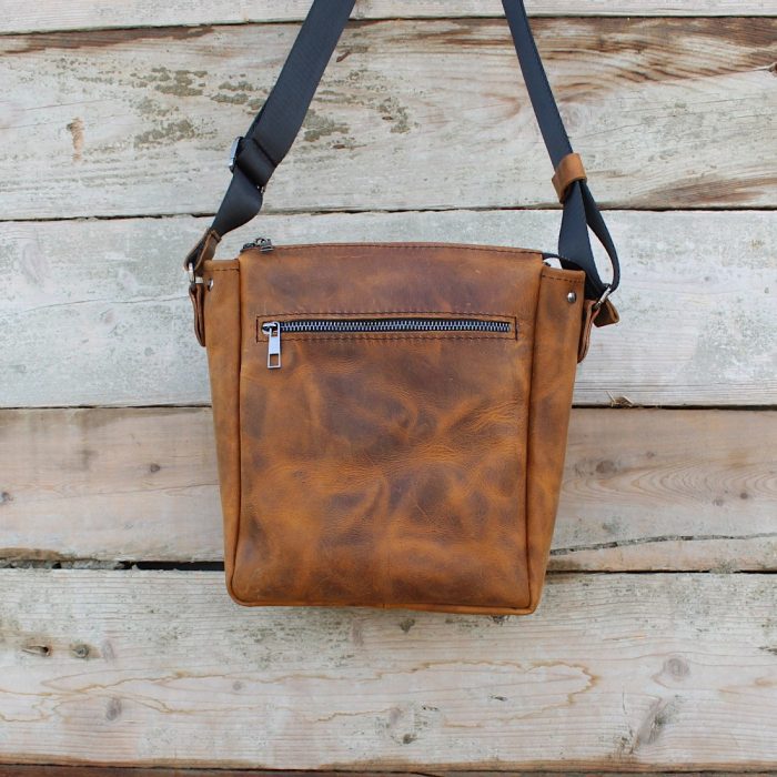 Men’s Crazy Horse Leather Shoulder Bag Light Brown 8
