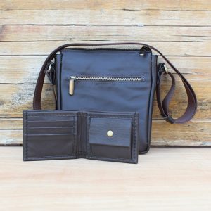 Men’s Brown Leather Shoulder Bag & Wallet Matching Set 5