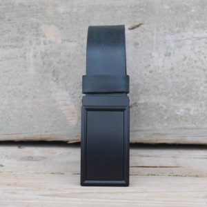 Men’s Dark Indigo Leather Belt with Plate Buckle