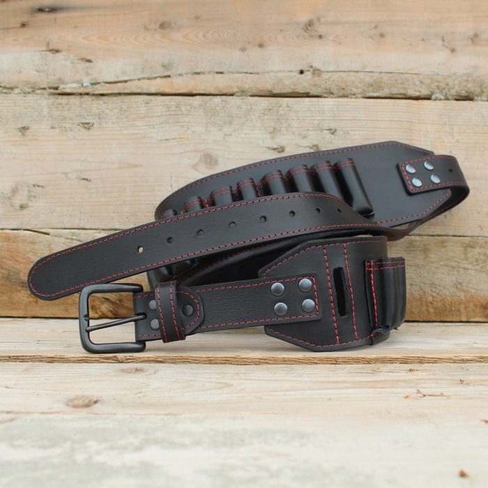 Black Leather Cartridge Belt – Handmade for 12GA • 16GA • 20GA - 1 Black Leather Cartridge Belt – Handmade for 12GA • 16GA • 20GA - 1