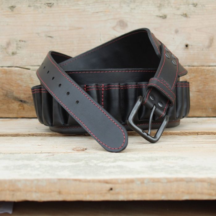 Black Leather Cartridge Belt – Handmade for 12GA • 16GA • 20GA - 2 Black Leather Cartridge Belt – Handmade for 12GA • 16GA • 20GA - 2